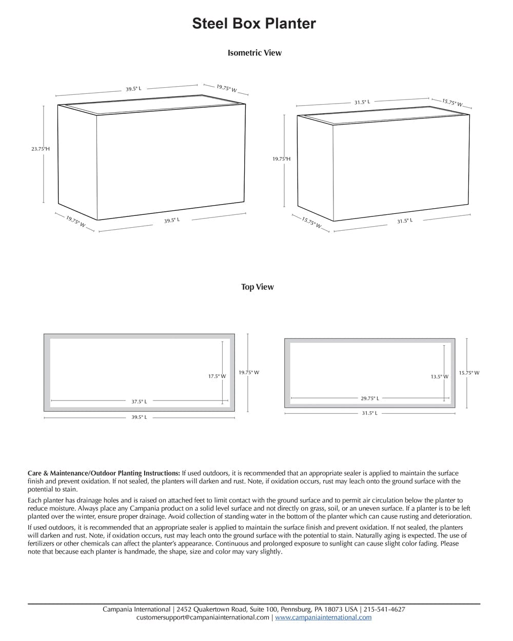 Steel Box Planter Set of 2