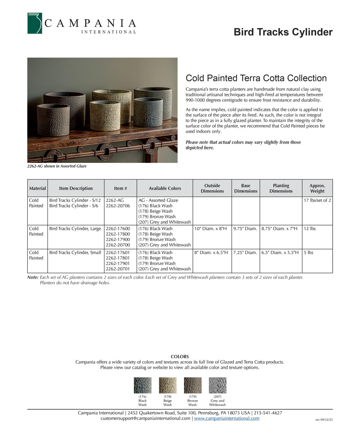 Bird Tracks Cylinder Set of 12 | Cold Painted Terra Cotta Planter