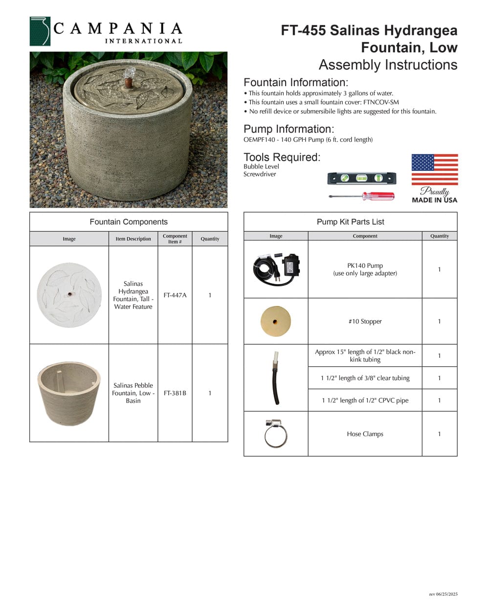 Salinas Hydrangea Fountain - Low