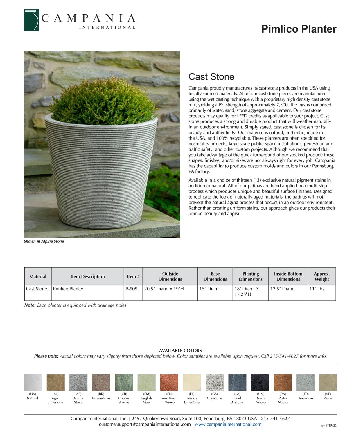 Pimlico Ridged Cast Stone Planter