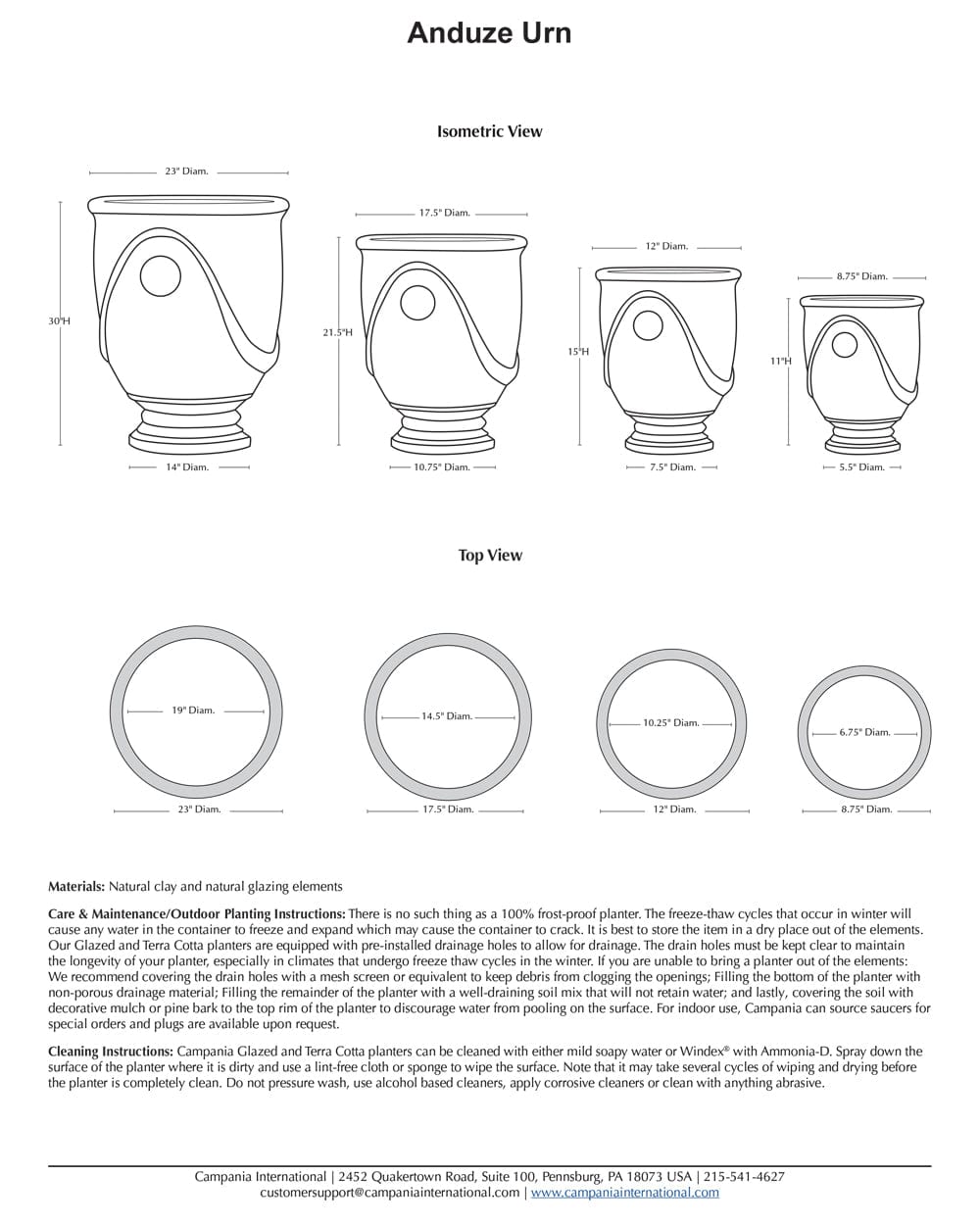 Anduze Urn Set of 3 in Mediterranean Specs