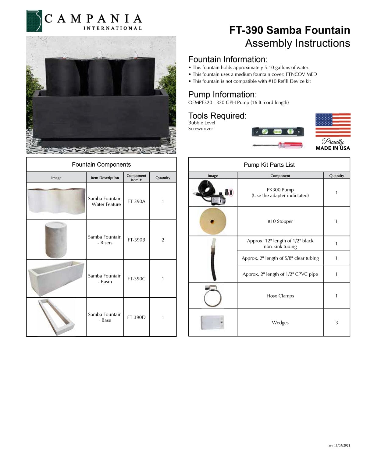 Samba Cast Stone Modern Outdoor Fountain