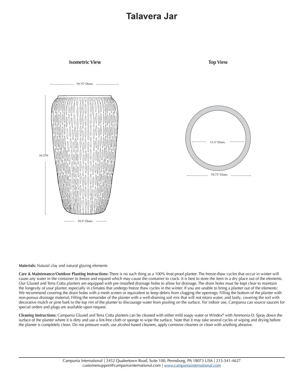 Talavera Jar | Glazed Terra Cotta Planter Specs
