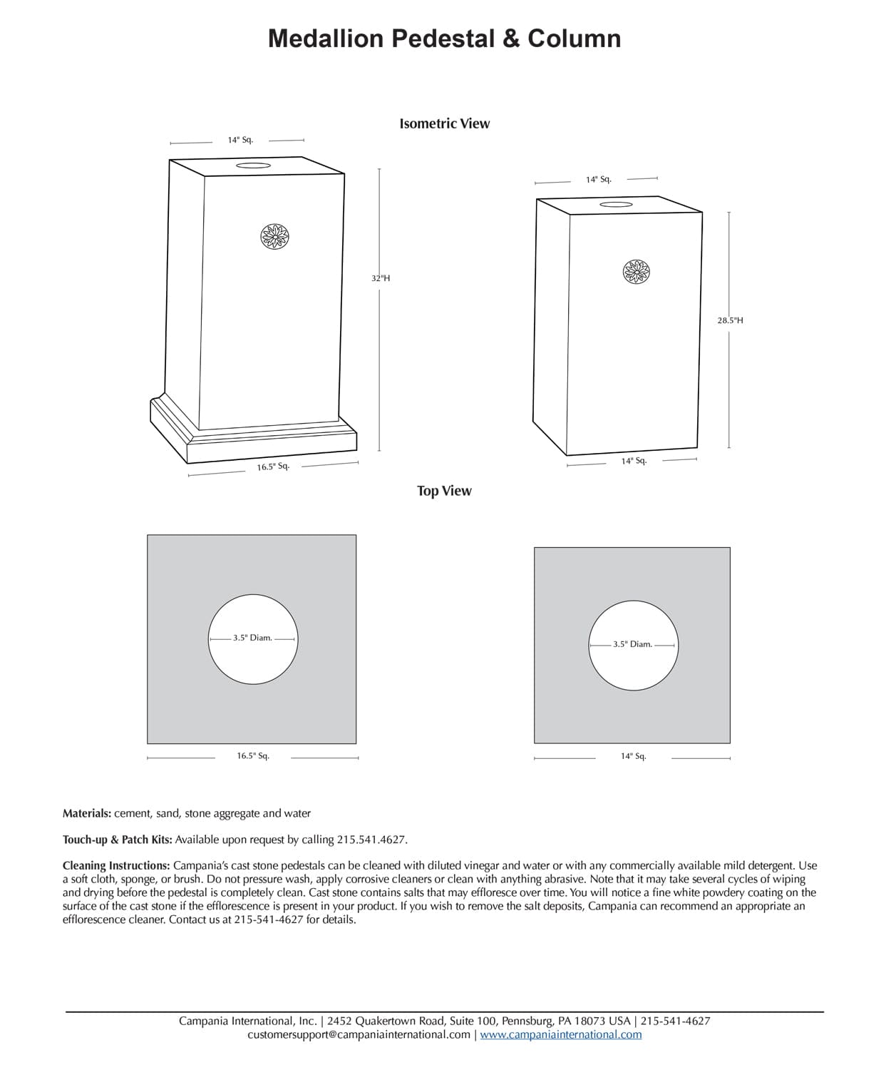 Medallion Column for Urns and Statues