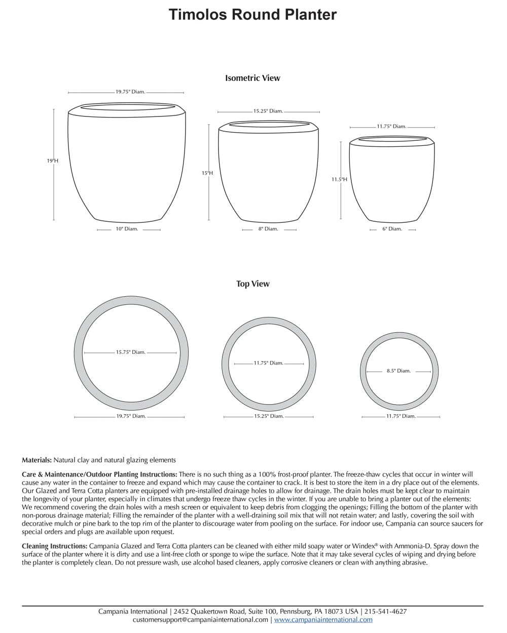 Timolos Round Planter - Set of 3 Specs