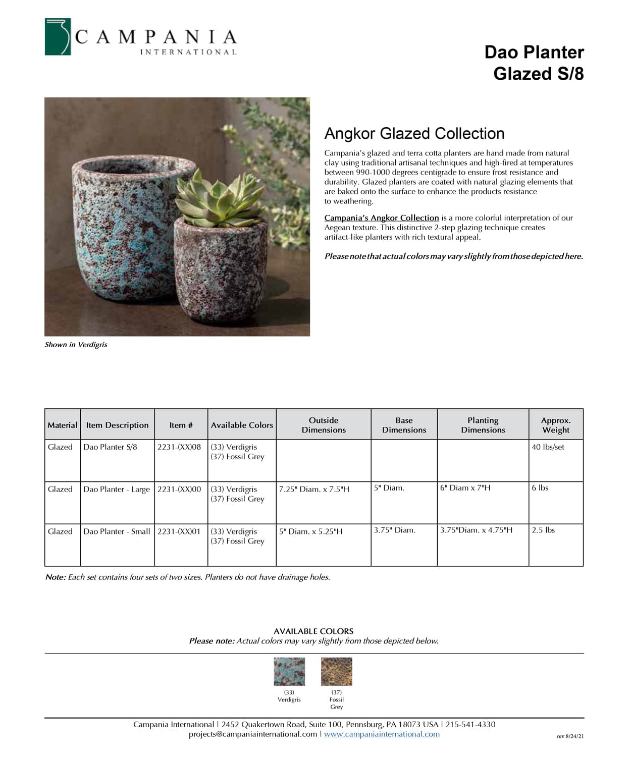 Dao Angkor Glazed Planter Set of 8