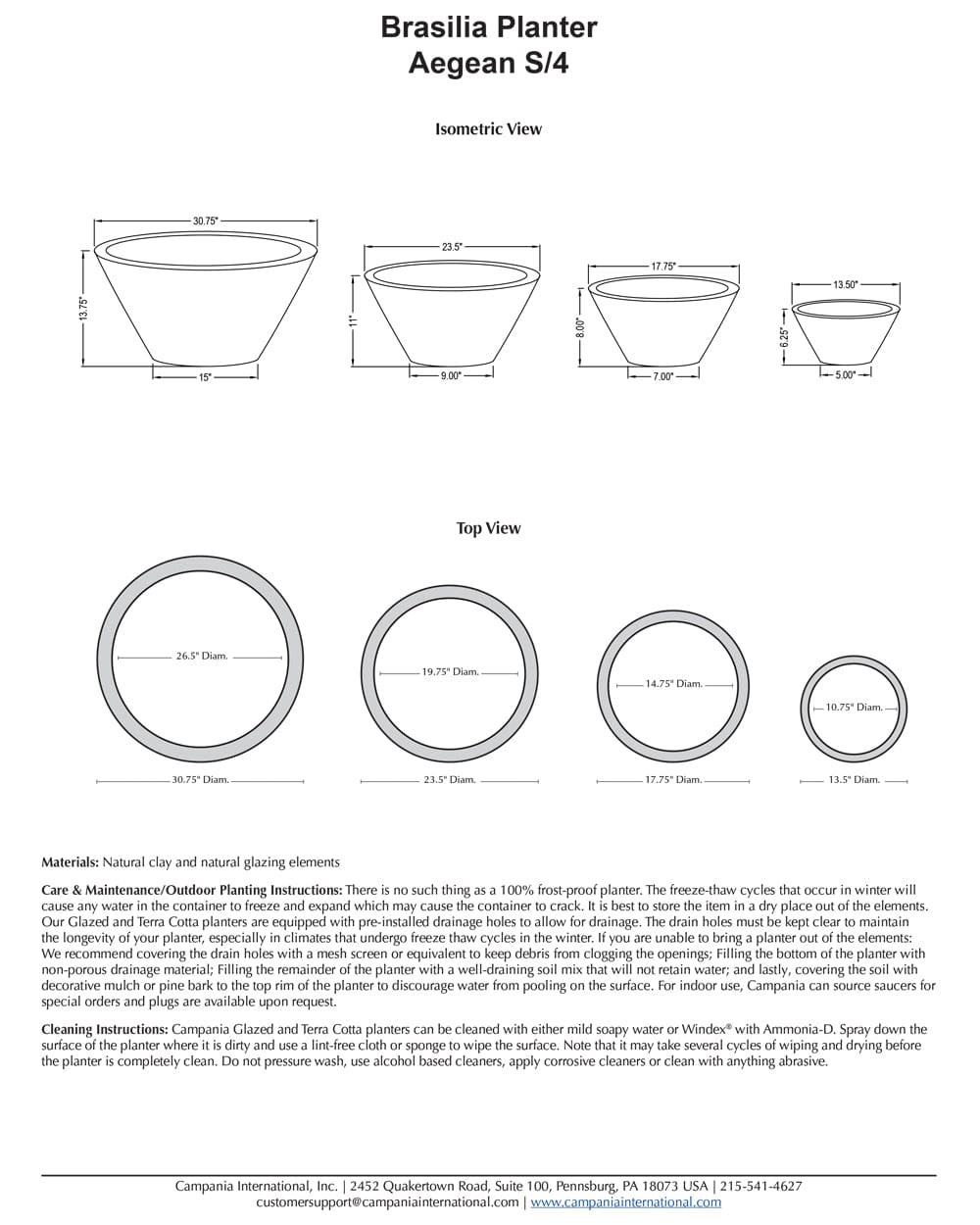 Brasilia Planter Nested Set of 4 | Aegean Collection