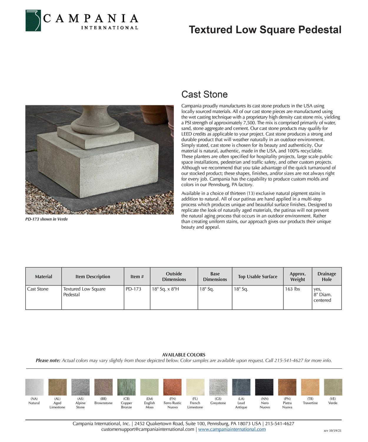 Textured Low Square Pedestal for Urns and Statues
