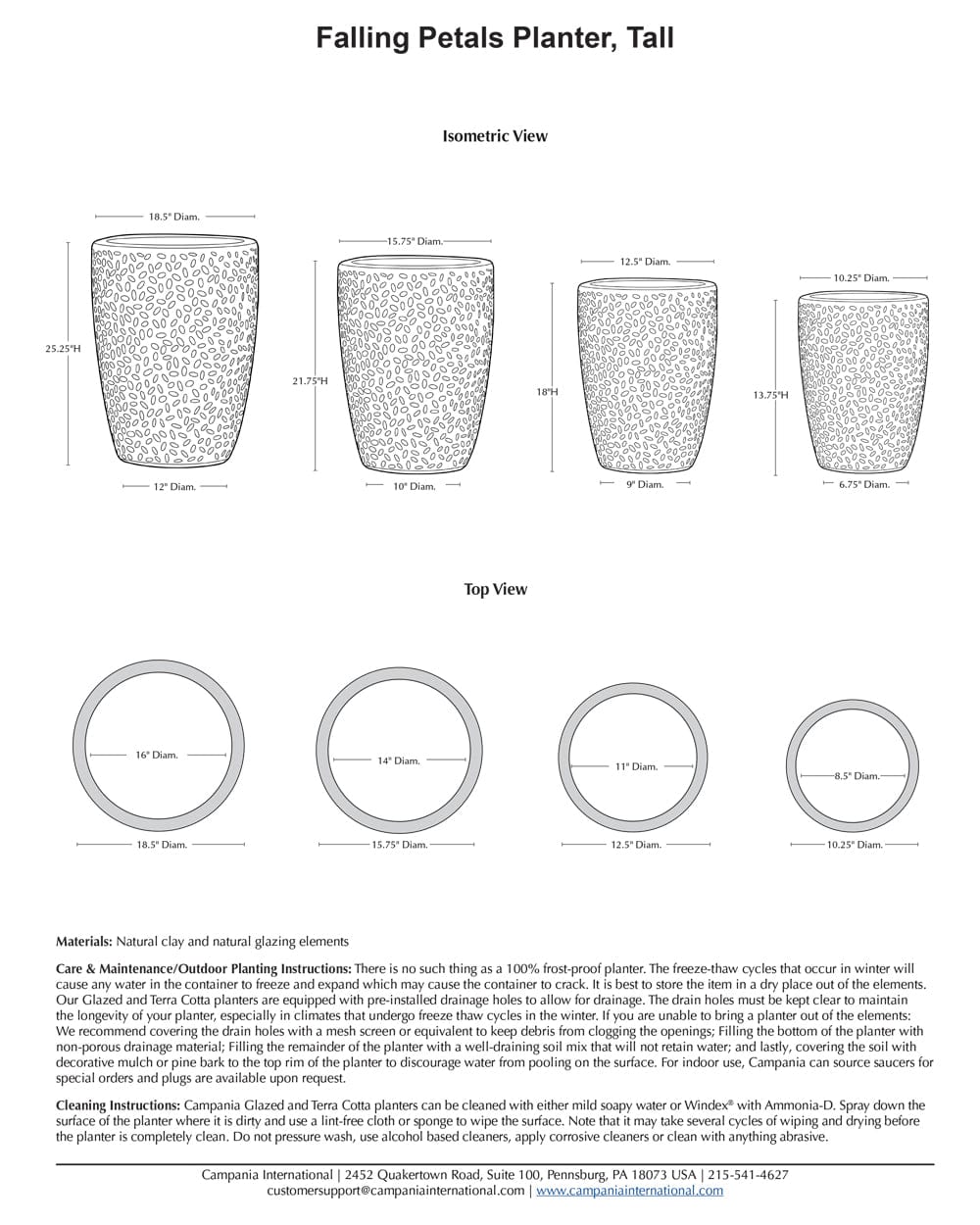 Falling Petals Planter Tall Nested Set of 4 | Glazed Collection