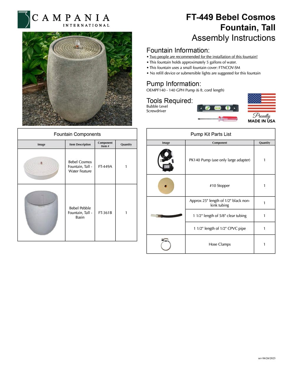 Bebel Cosmos Fountain - Tall