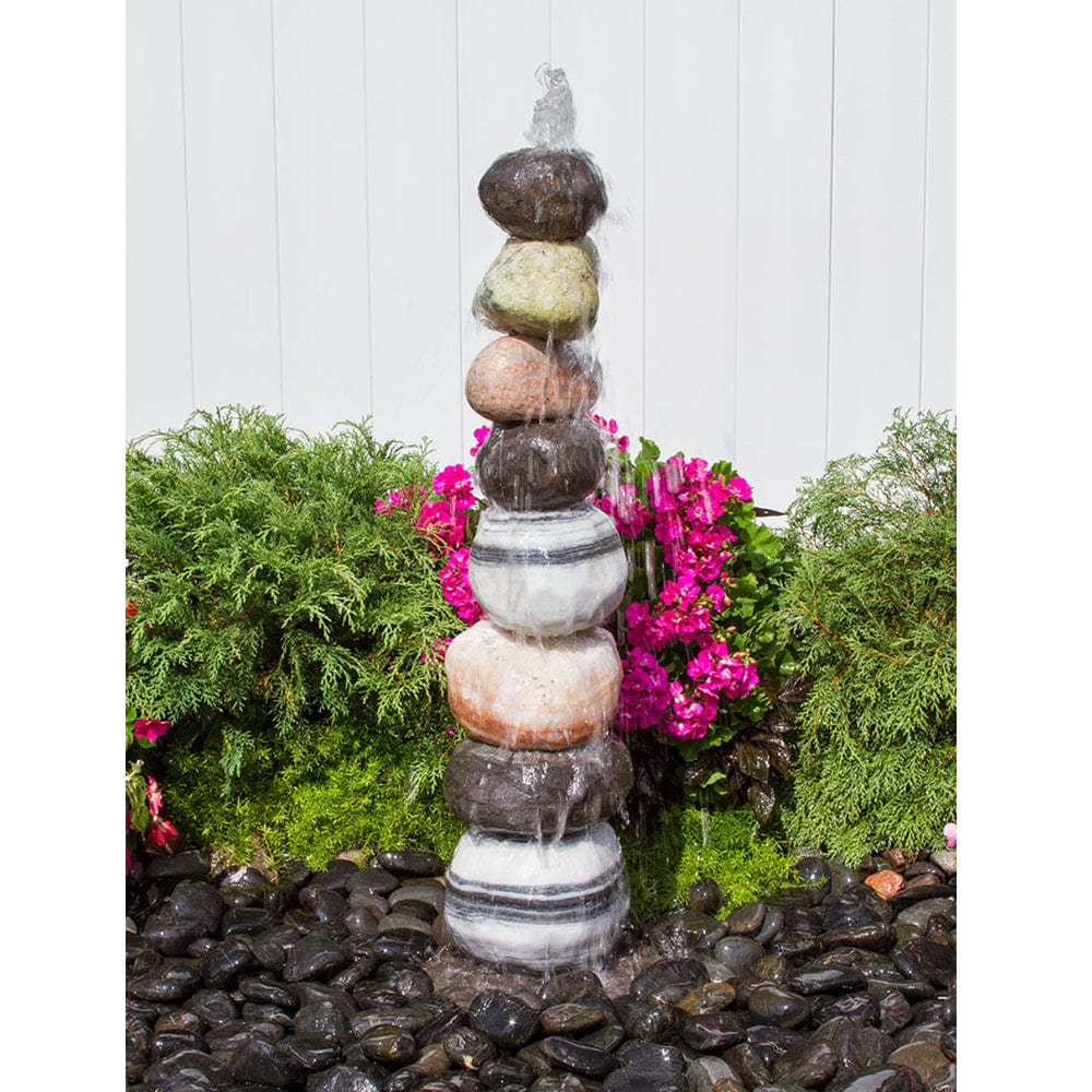Stacked Pebble Garden Fountain - Outdoor Art Pros