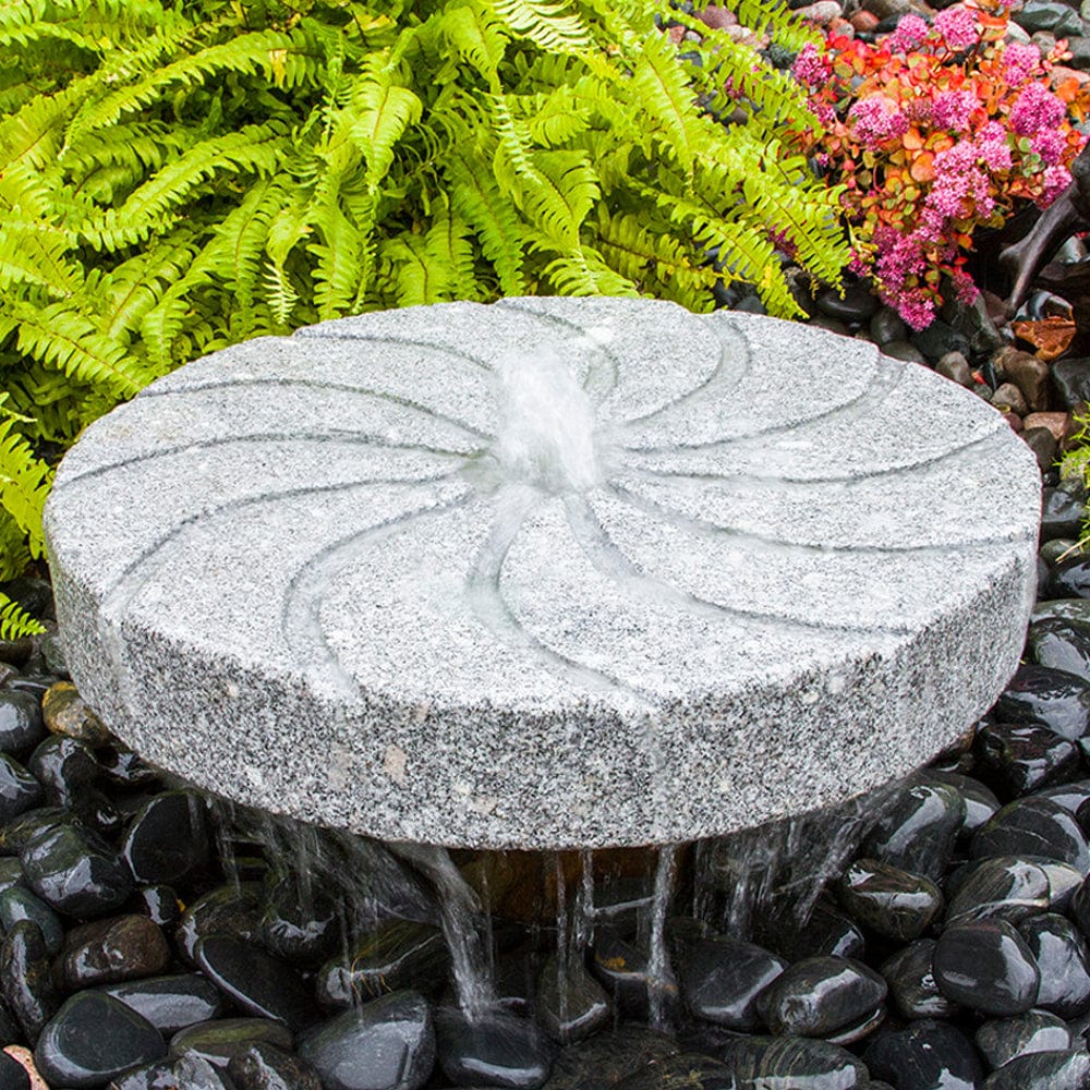 Swirl Millstone Granite Stone Fountain - Outdoor Art Pros