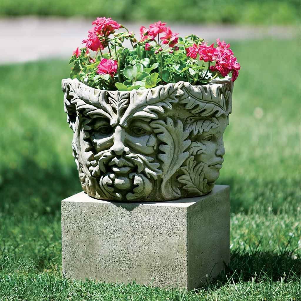 Textured Small Low Square Garden Pedestal