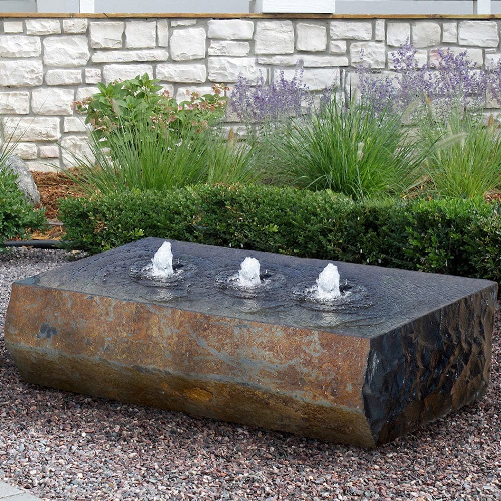 Triple Drilled Ichise Stone Fountain - Outdoor Art Pros