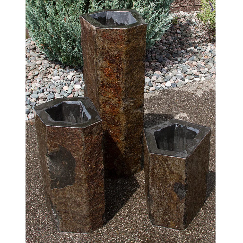 Hollowed-Out Basalt Column Outdoor Fountain - Outdoor Art Pros
