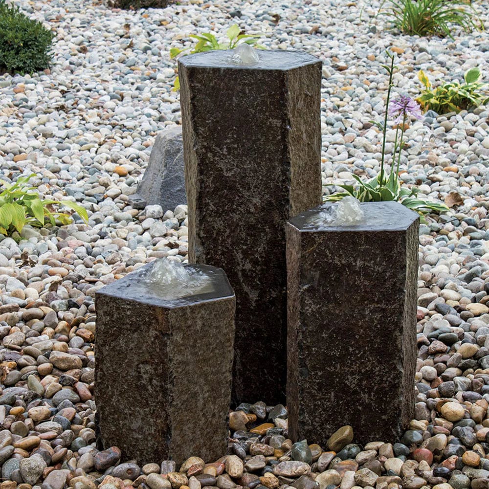 Hollowed-Out Basalt Column Outdoor Fountain - Outdoor Art Pros