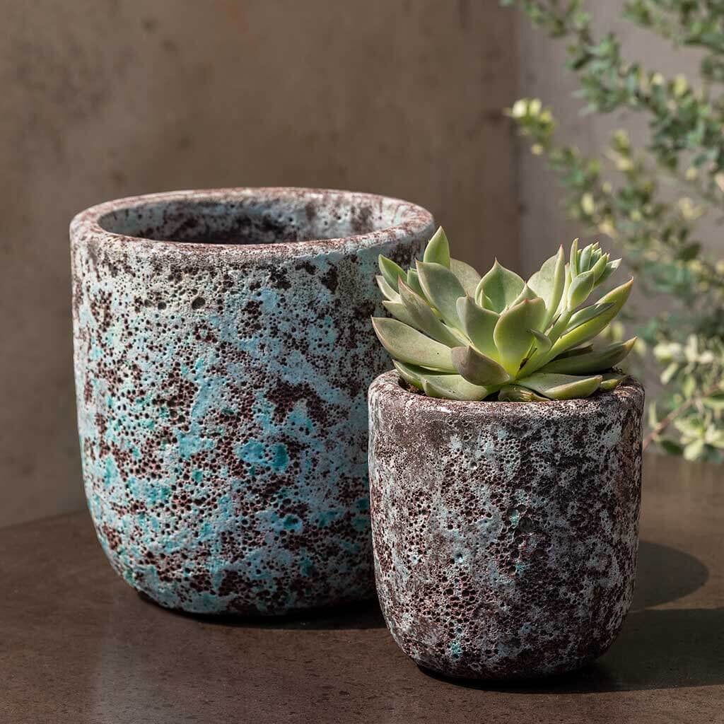 Dao Angkor Glazed Planter Set of 8 in Verdigris