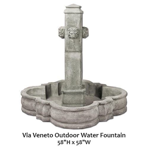 Via Veneto Outdoor Water Fountain | Lion Water Feature