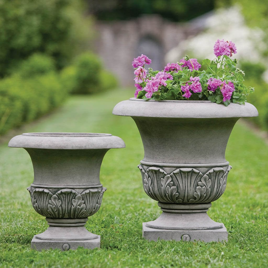 small grey planter pots Williamsburg Acanthus Small Garden Planter