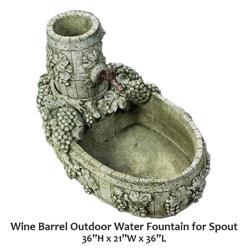 Wine Barrel Outdoor Water Fountain for Spout