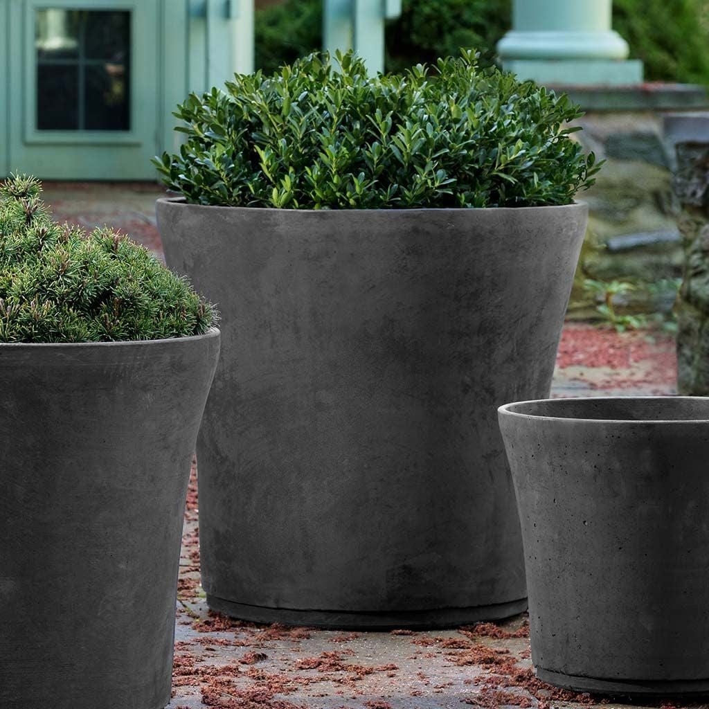 Cloche Extra Large Lightweight Cast Stone Concrete Planter in Charcoal