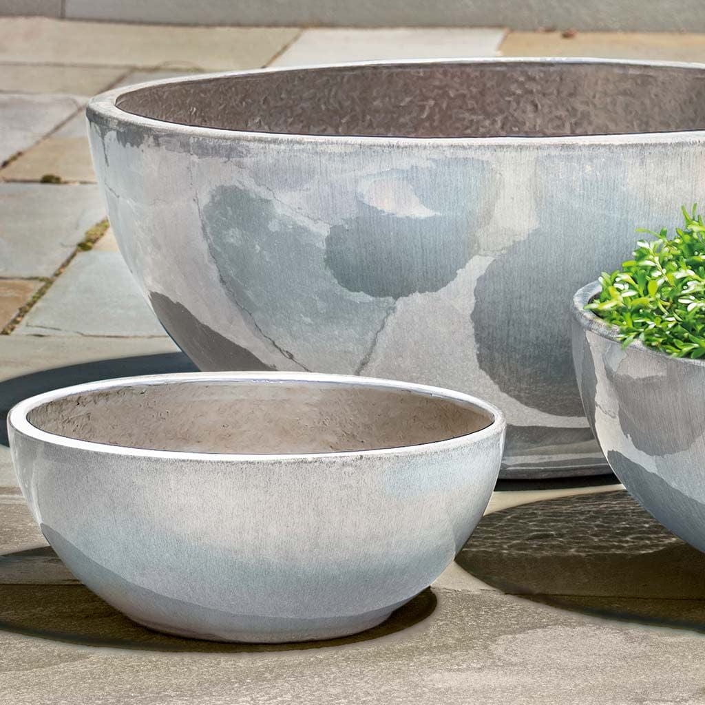 Yuma Glazed Terra Cotta Bowl Set of 3 in Pearl Finish