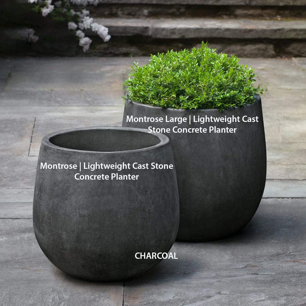 Montrose Lightweight Cast Stone Concrete Planter in Charcoal