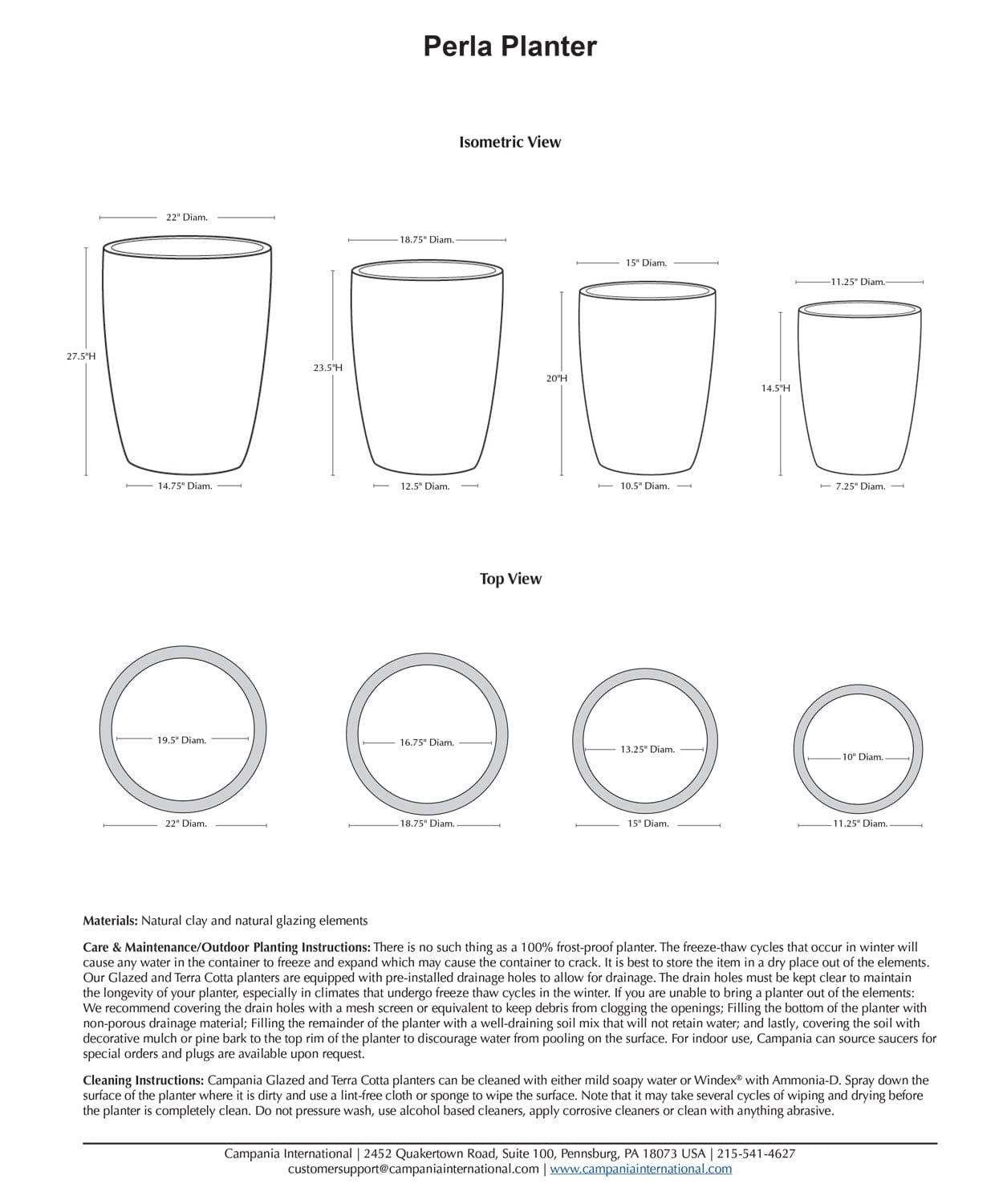 Perla Glazed Planter Nested Set of 4