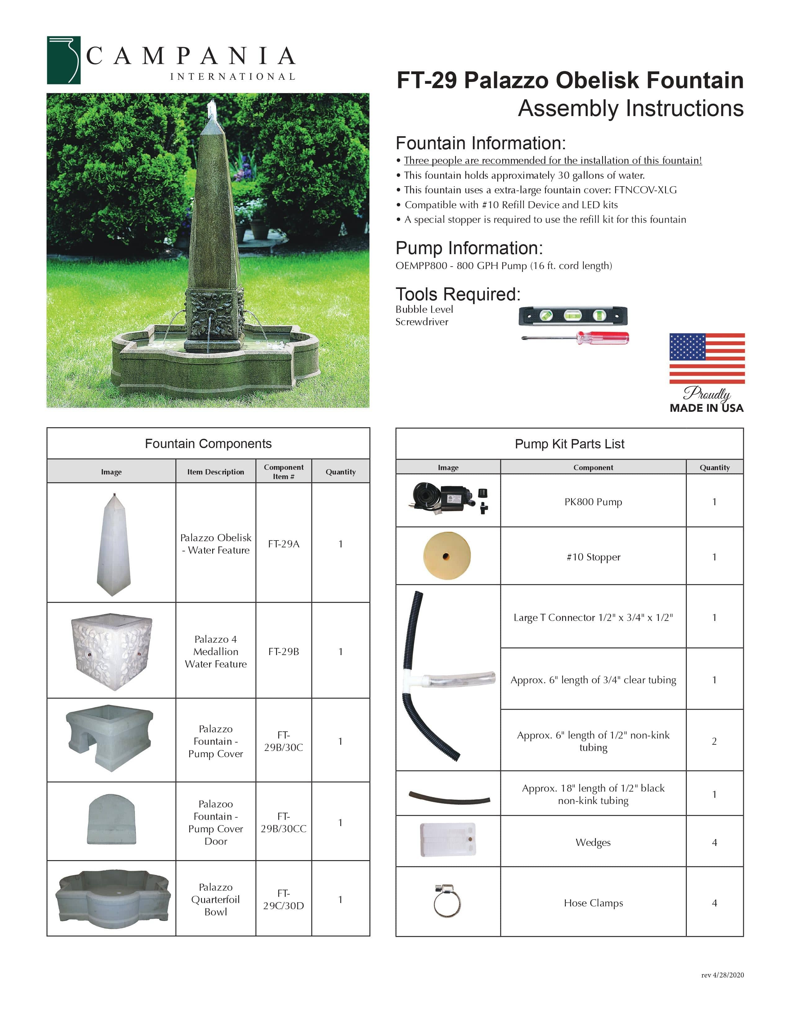 Palazzo Obelisk Outdoor Water Fountain - Outdoor Art Pros