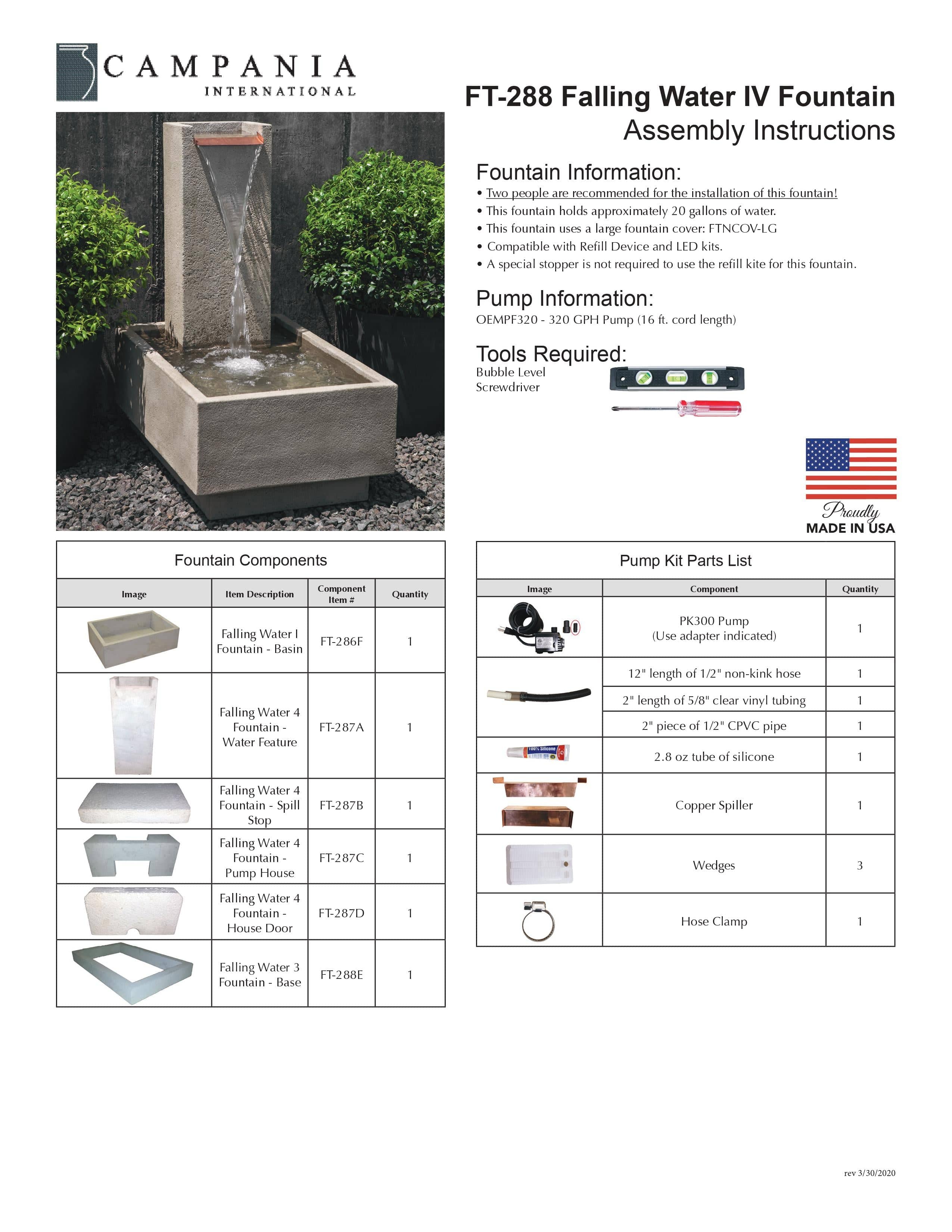Falling Water IV Garden Fountain - Outdoor Art Pros
