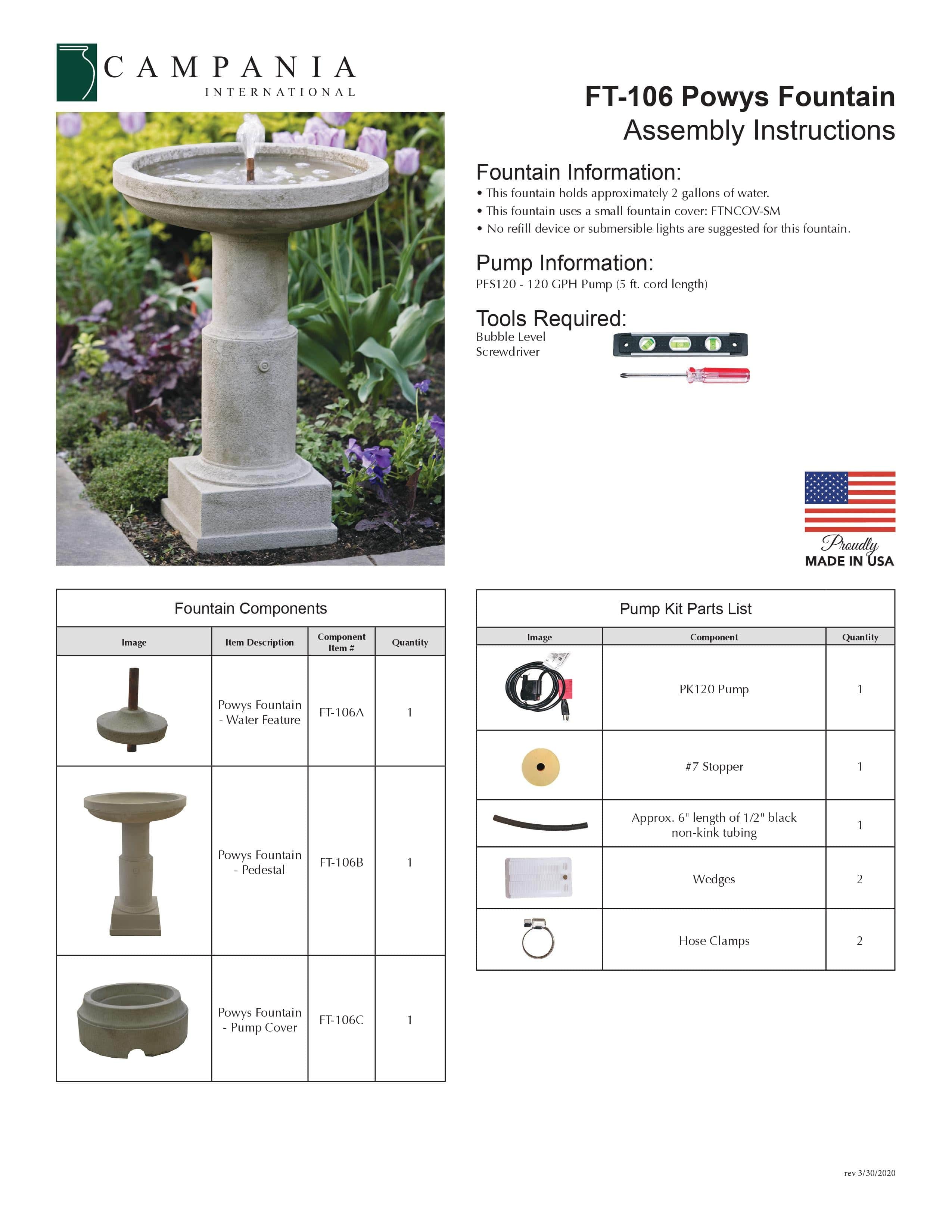 Powys Garden Water Fountain - Outdoor Art Pros