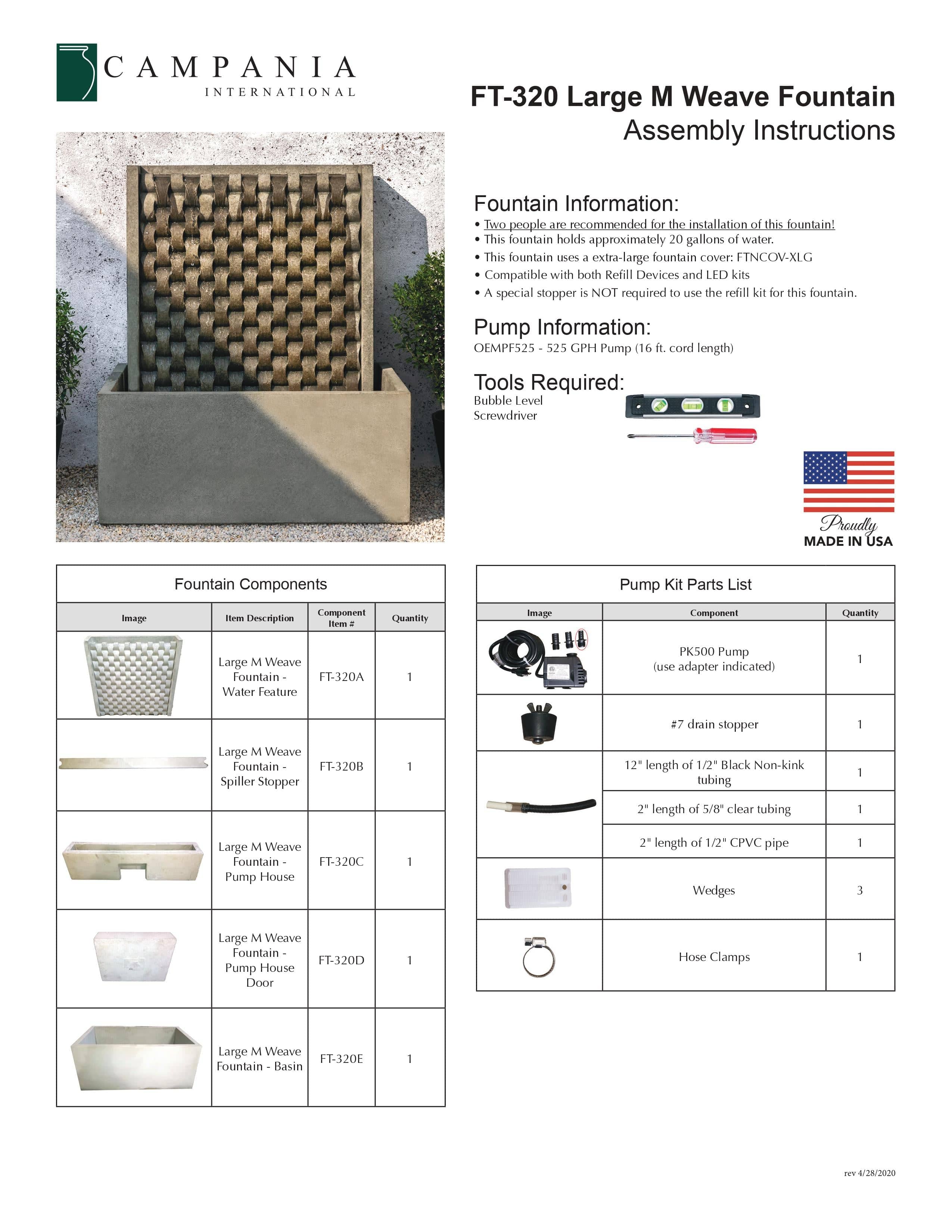 Large M Weave Wall Outdoor Fountain - Outdoor Art Pros