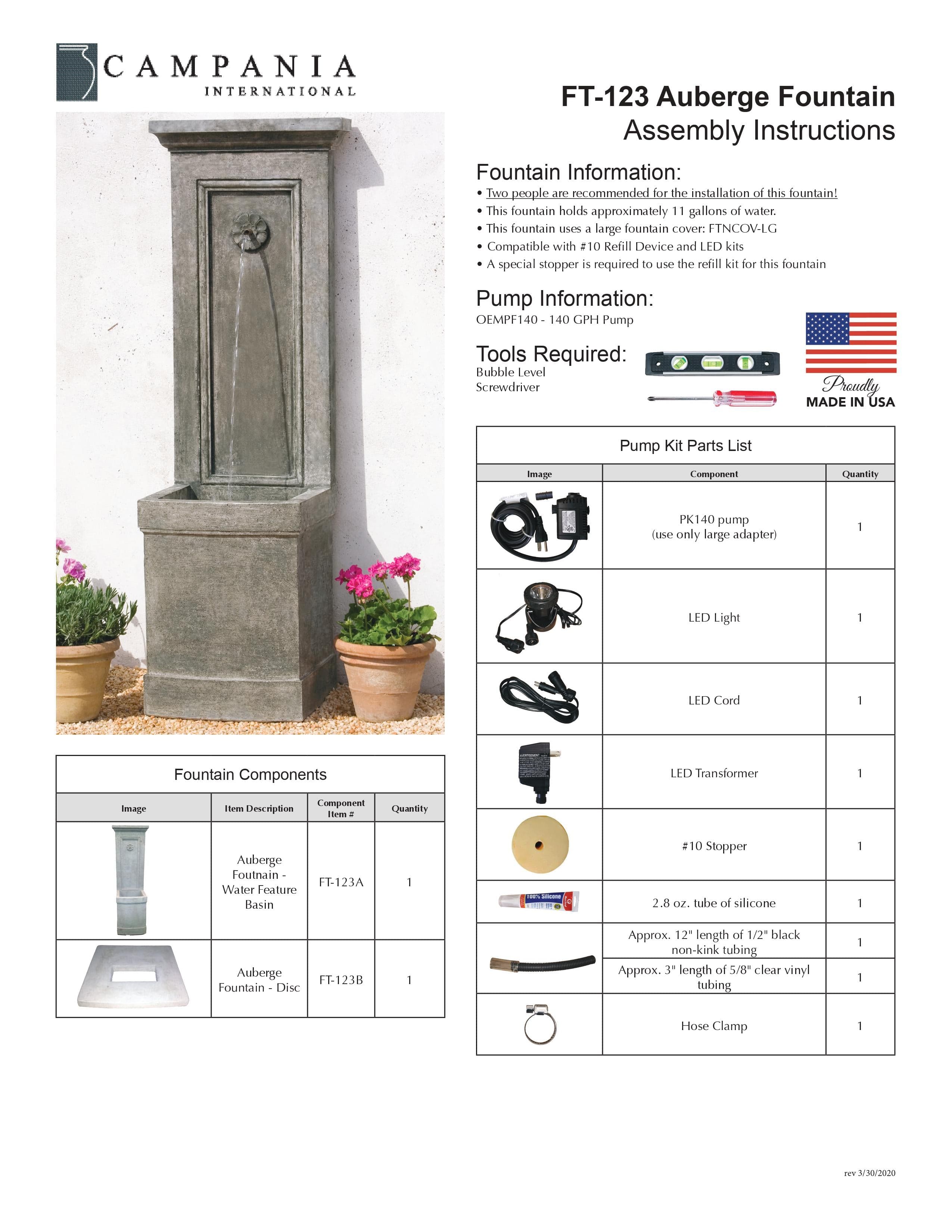 Auberge Wall Water Fountain - Outdoor Art Pros