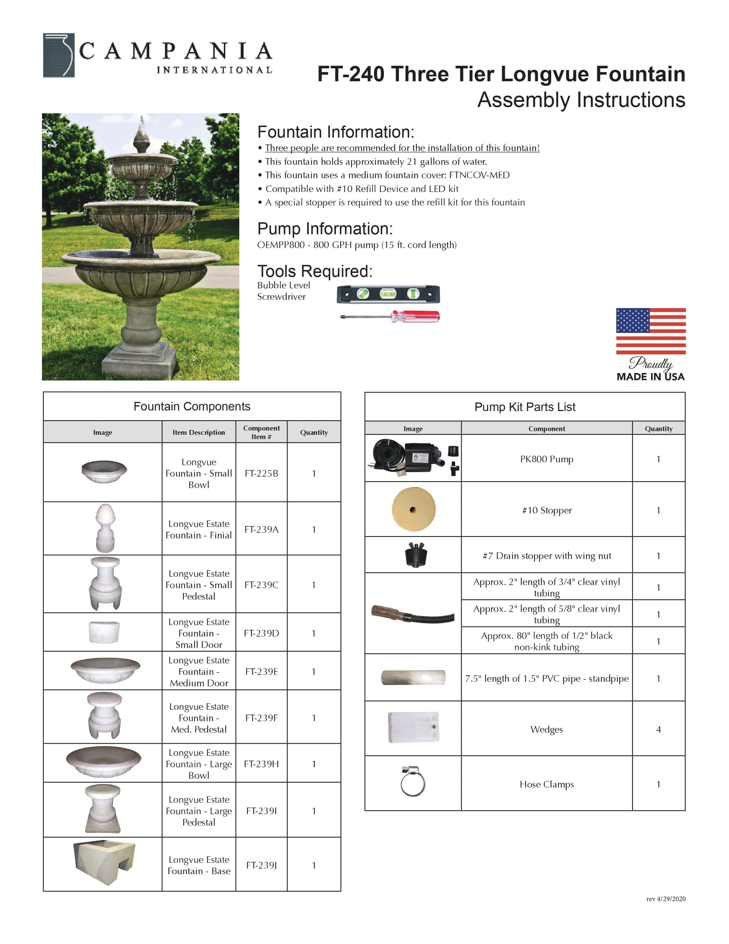 Three Tier Longvue Outdoor Water Fountain - Outdoor Art Pros