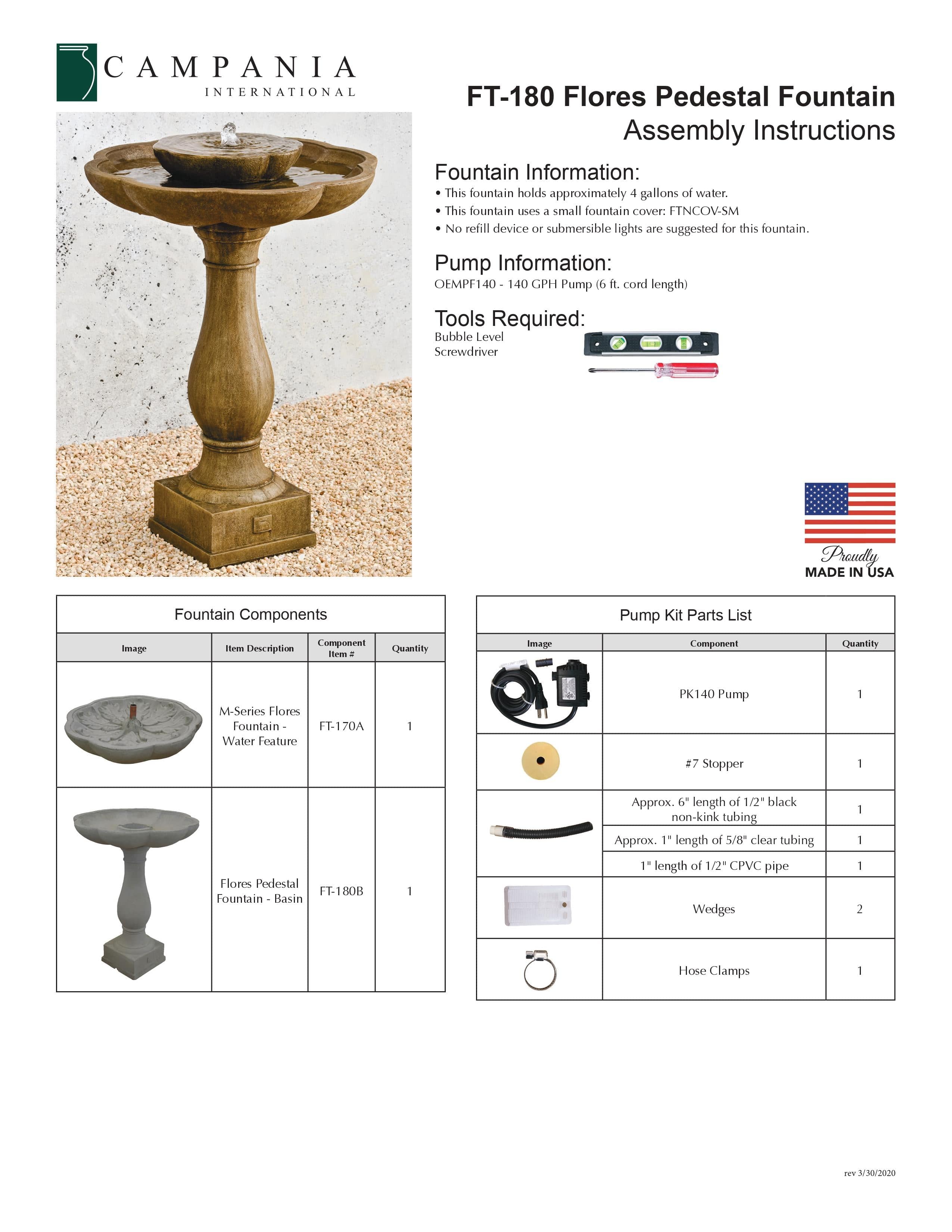 Flores Pedestal Water Fountain - Outdoor Art Pros