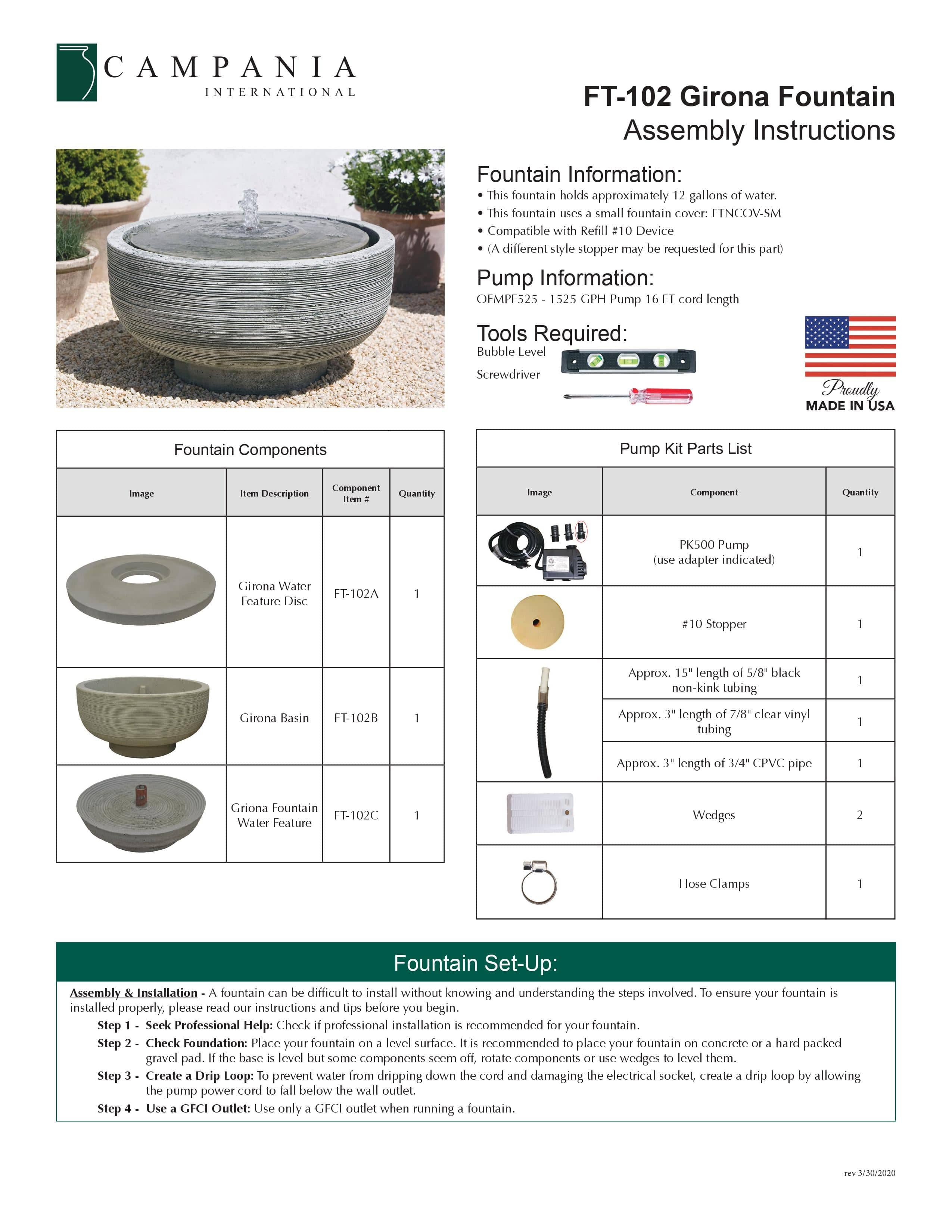 Girona Garden Water Fountain - Outdoor Art Pros