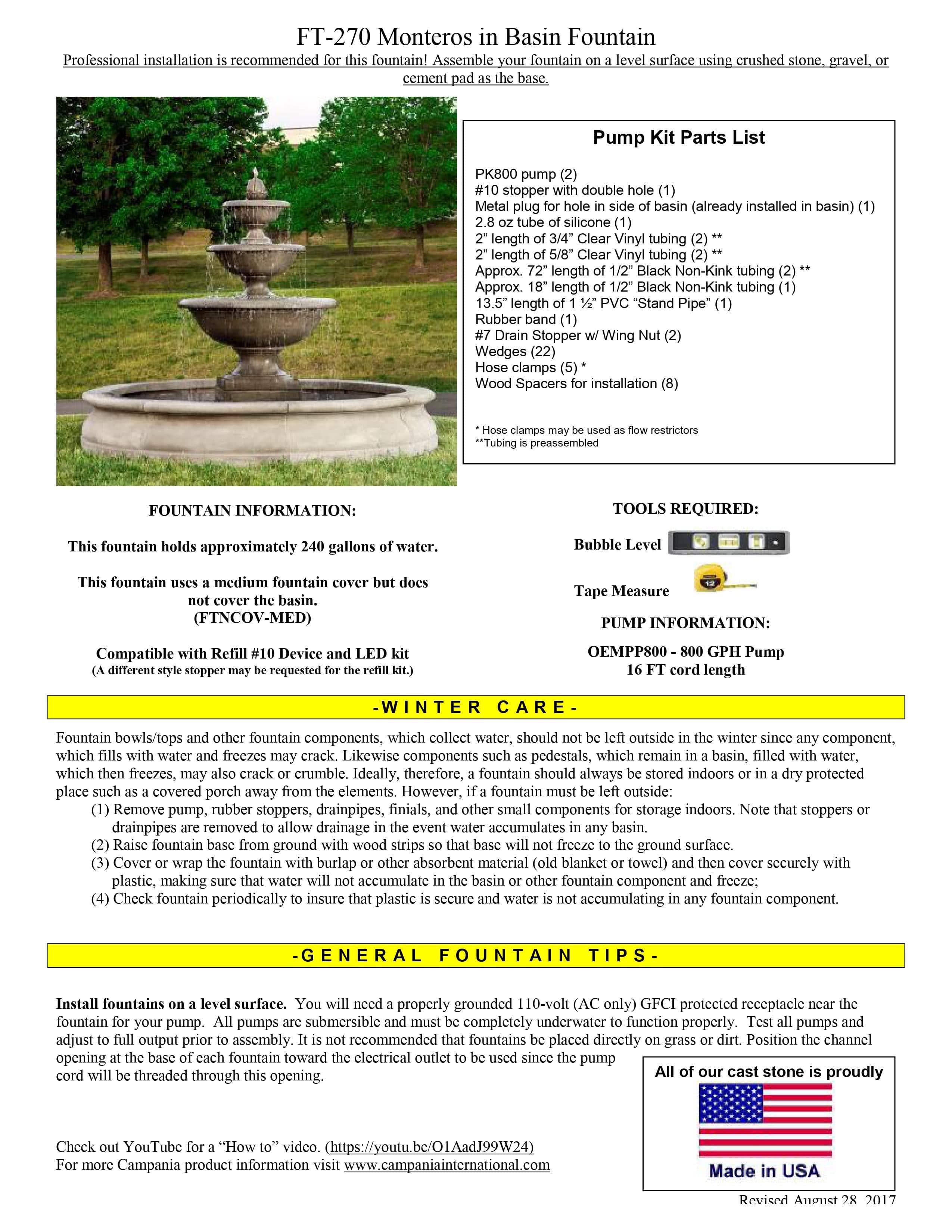 Monteros Tiered Outdoor Water Fountain in Basin - Outdoor Art Pros