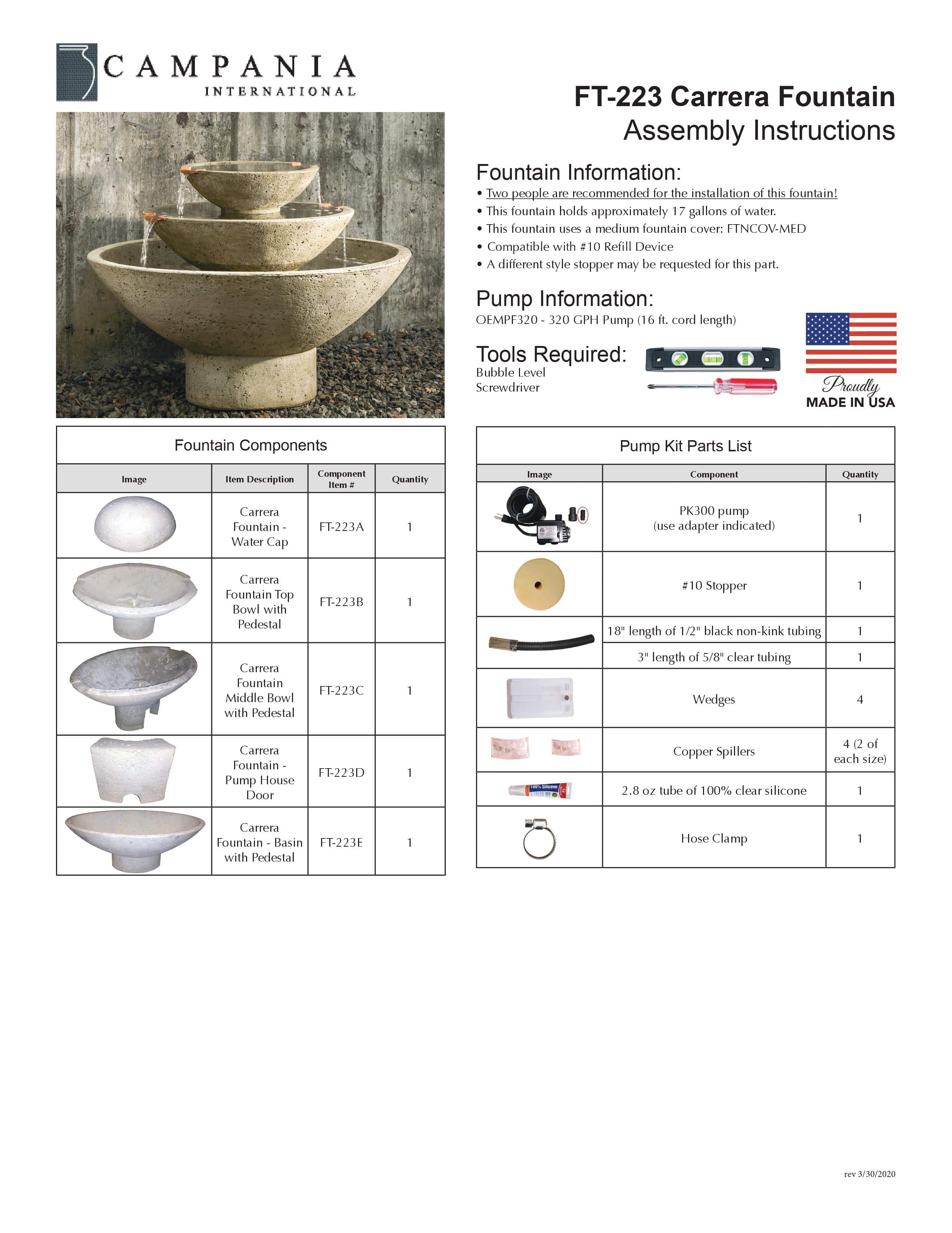 Carrera Tiered Bowl Water Fountain - Outdoor Art Pros