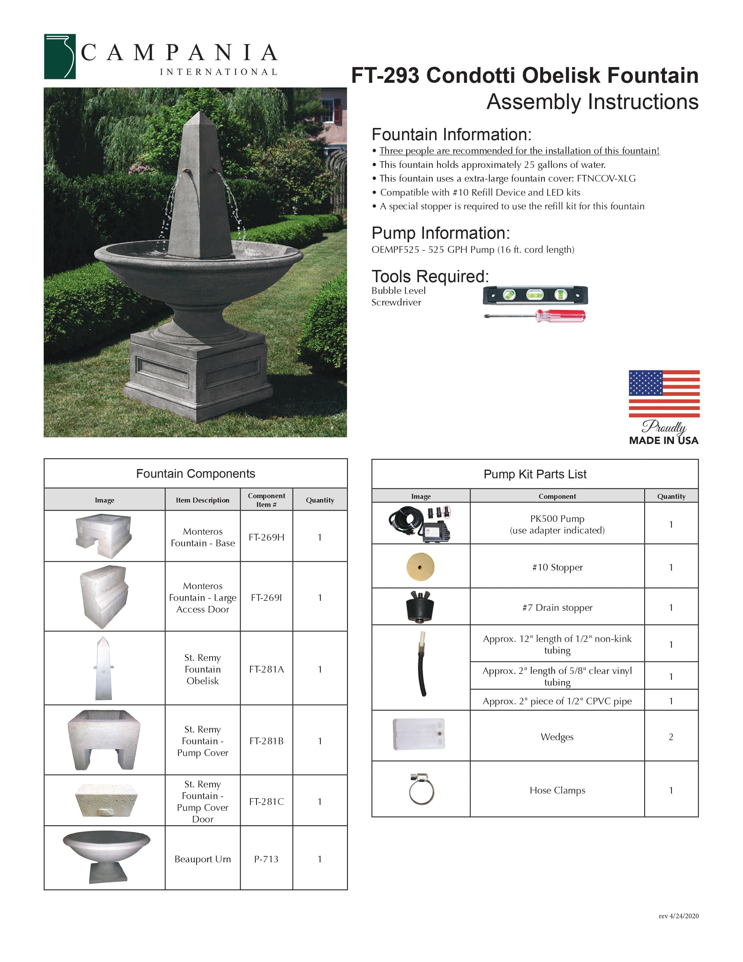 Condotti Obelisk Outdoor Fountain - Outdoor Art Pros