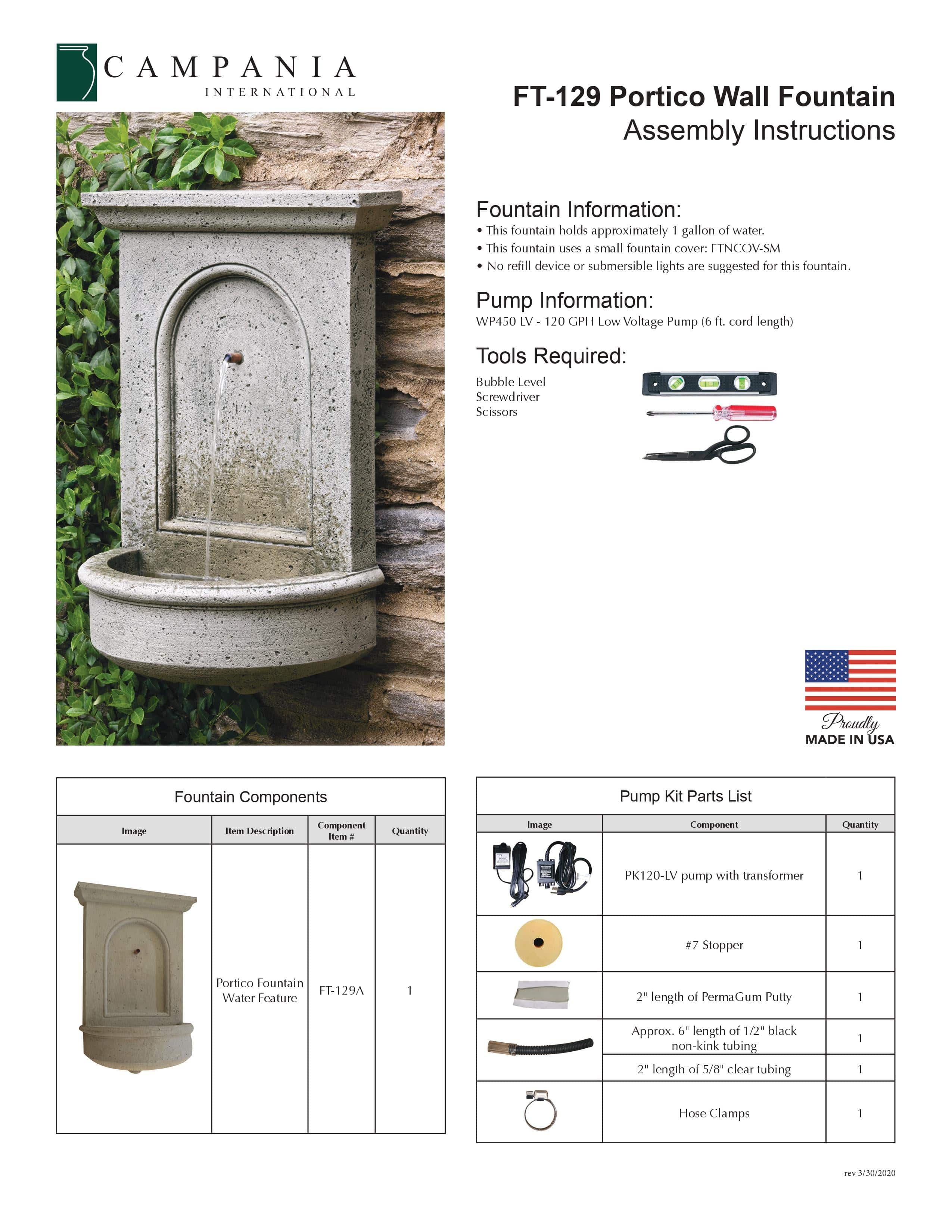 Portico Wall Outdoor Water Fountain - Outdoor Art Pros