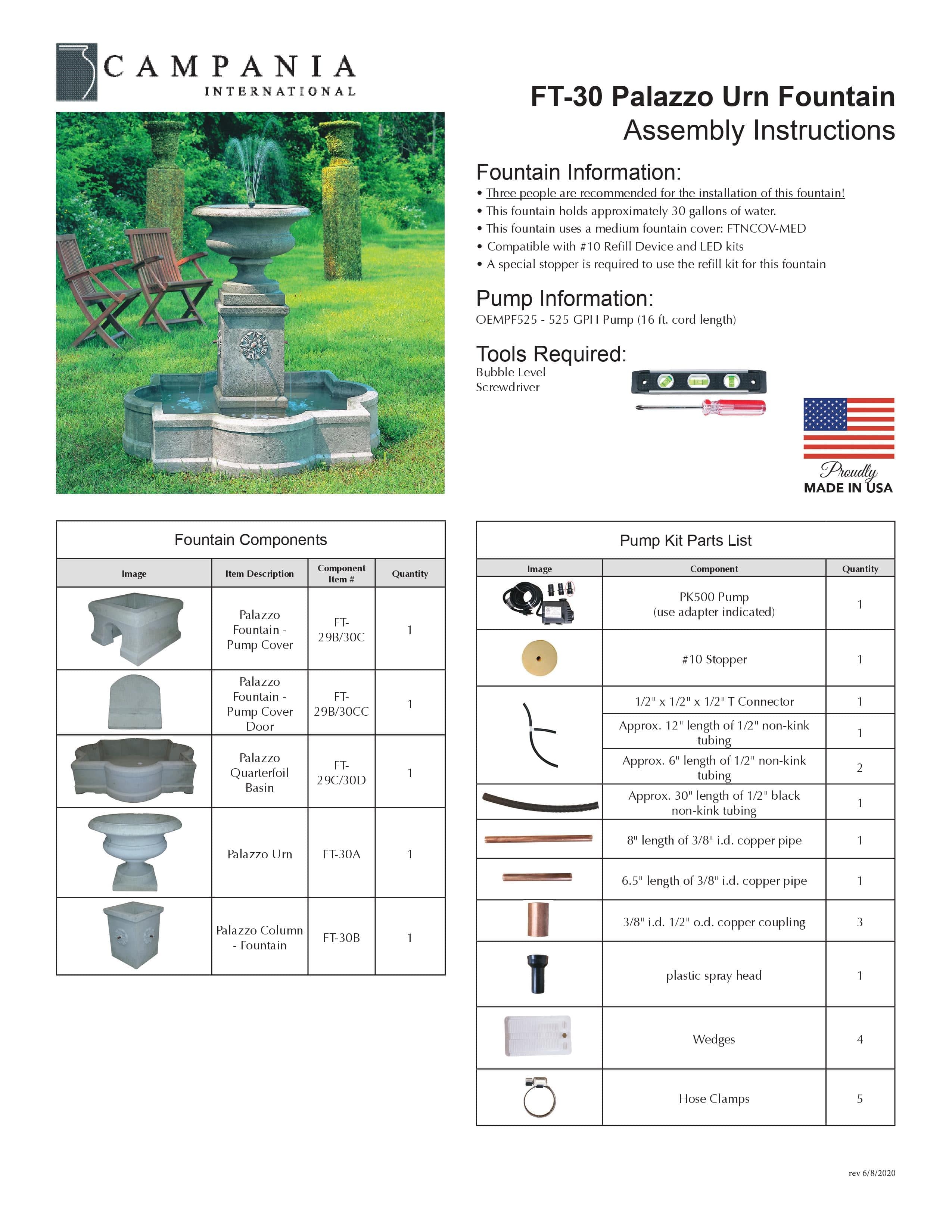 Palazzo Urn Outdoor Water Fountain - Outdoor Art Pros