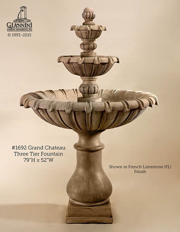 Grand Chateau Three Tier Fountain - Outdoor Art Pros