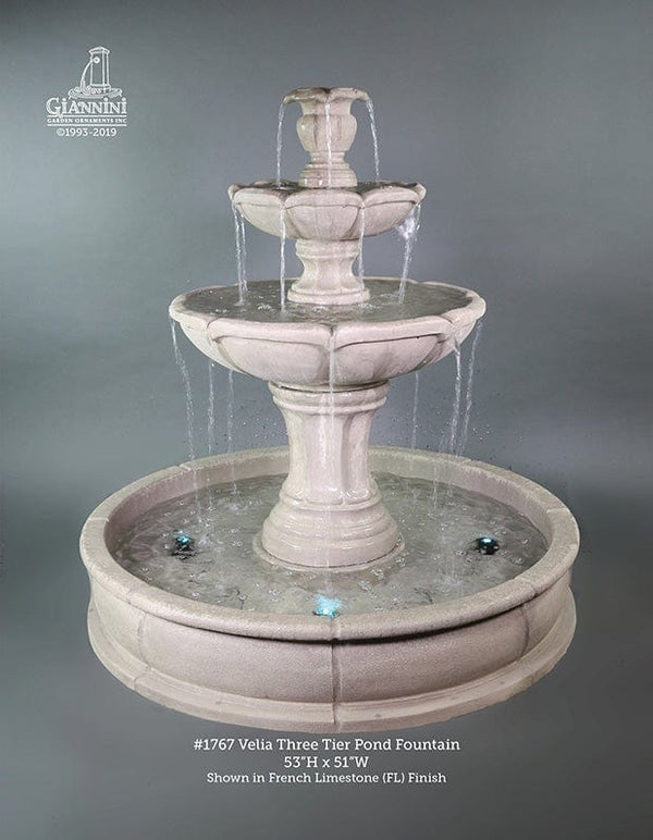 Velia Three Tier Pond Fountain - Outdoor Art Pros
