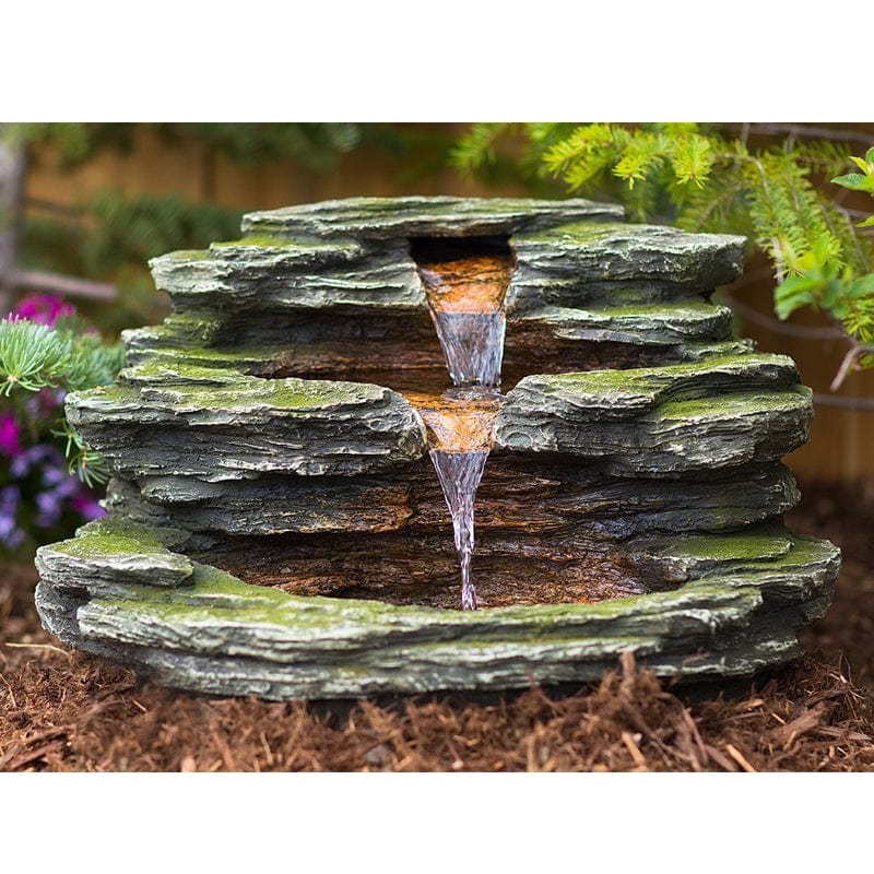 18" Multnomah Waterfall Rock Fountain with LED Lights - Outdoor Art Pros