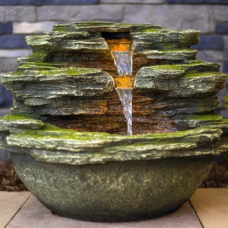 18" Multnomah Waterfall Rock Fountain with LED Lights - Outdoor Art Pros
