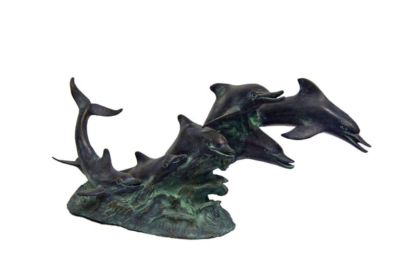 Brass Baron Dolphins Riding Waves Garden Accent and Pool Statuary - Brass Baron - Outdoor Art Pros