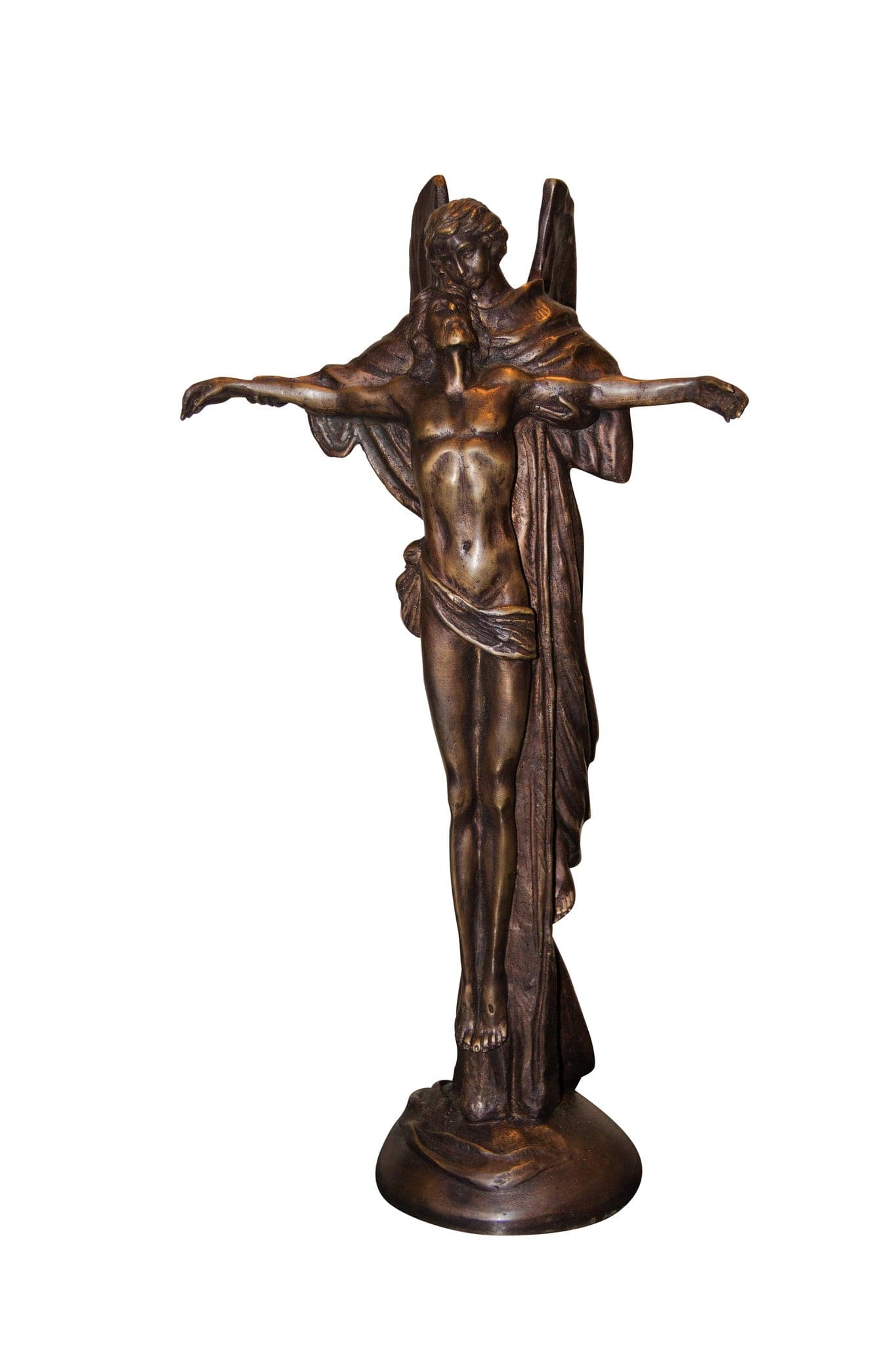 Brass Baron Jesus Attended by Angel Statue - Brass Baron - Outdoor Art Pros
