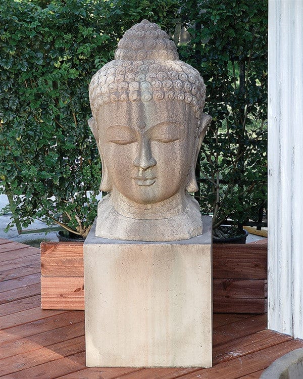 Large Buddha Head Garden Statue - Outdoor Art Pros