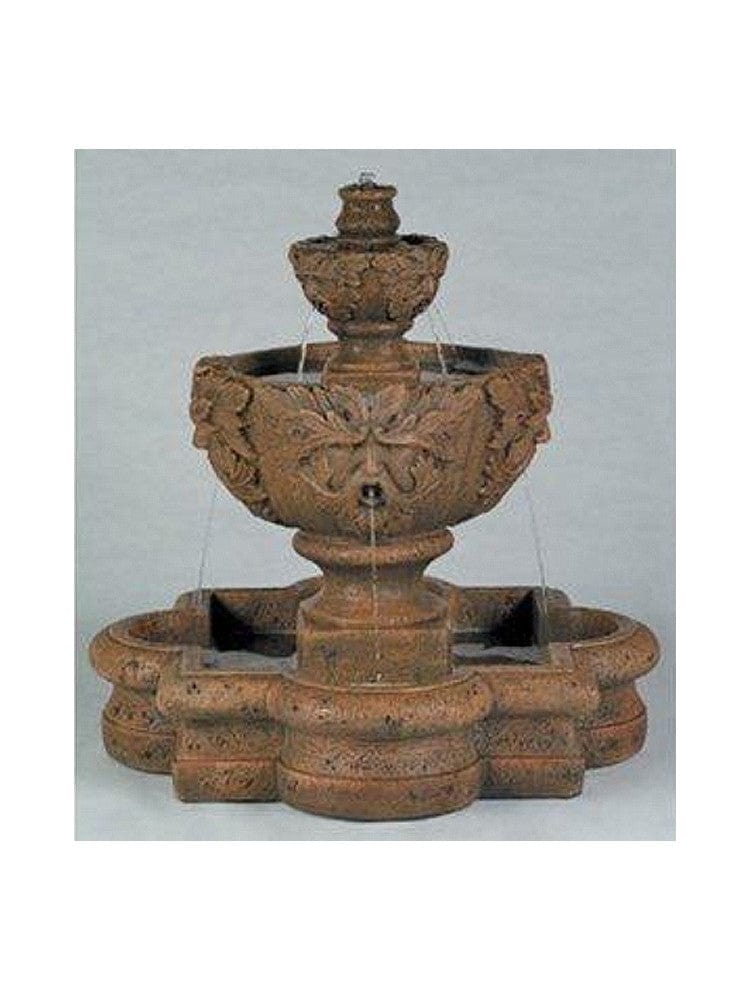Greenleaf Majesty Tiered Garden Fountain in Quatrefoil Basin - Outdoor Art Pros