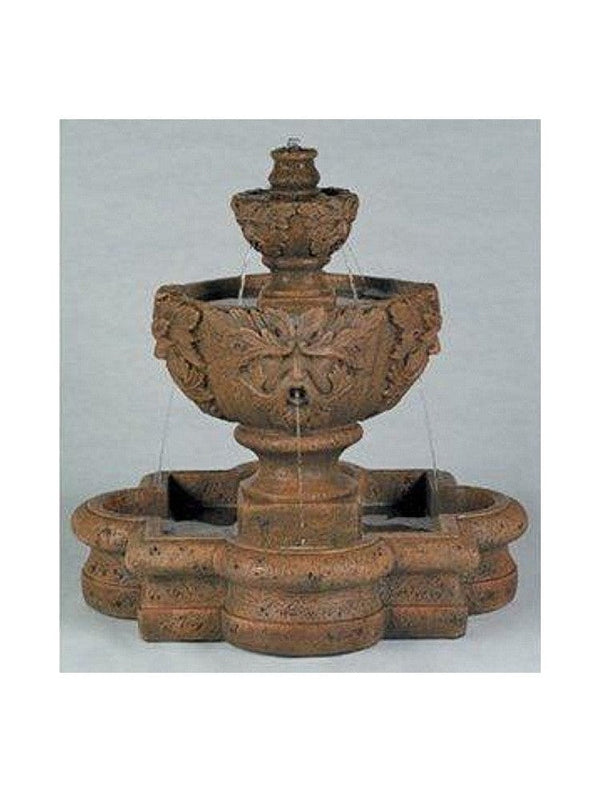 Greenleaf Majesty Tiered Garden Fountain in Quatrefoil Basin - Outdoor Art Pros